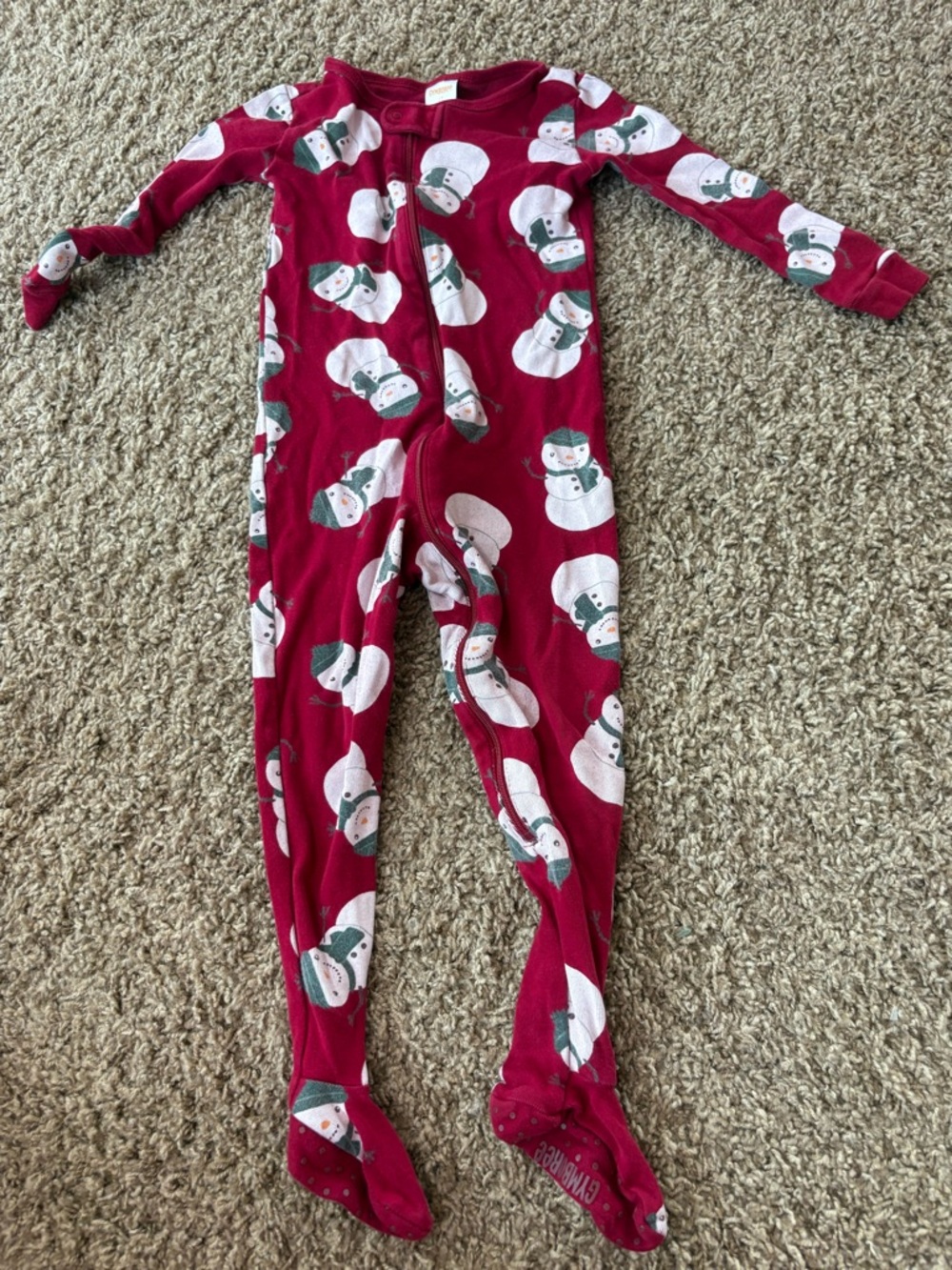 Gymboree Red Snowman Footed One-Piece Pajamas